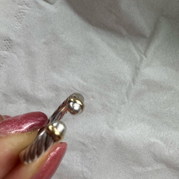 David Yurman Sterling Silver & 14K Yellow Gold Petite Cable Flex Ring 7.5 - Picture 4 of 7